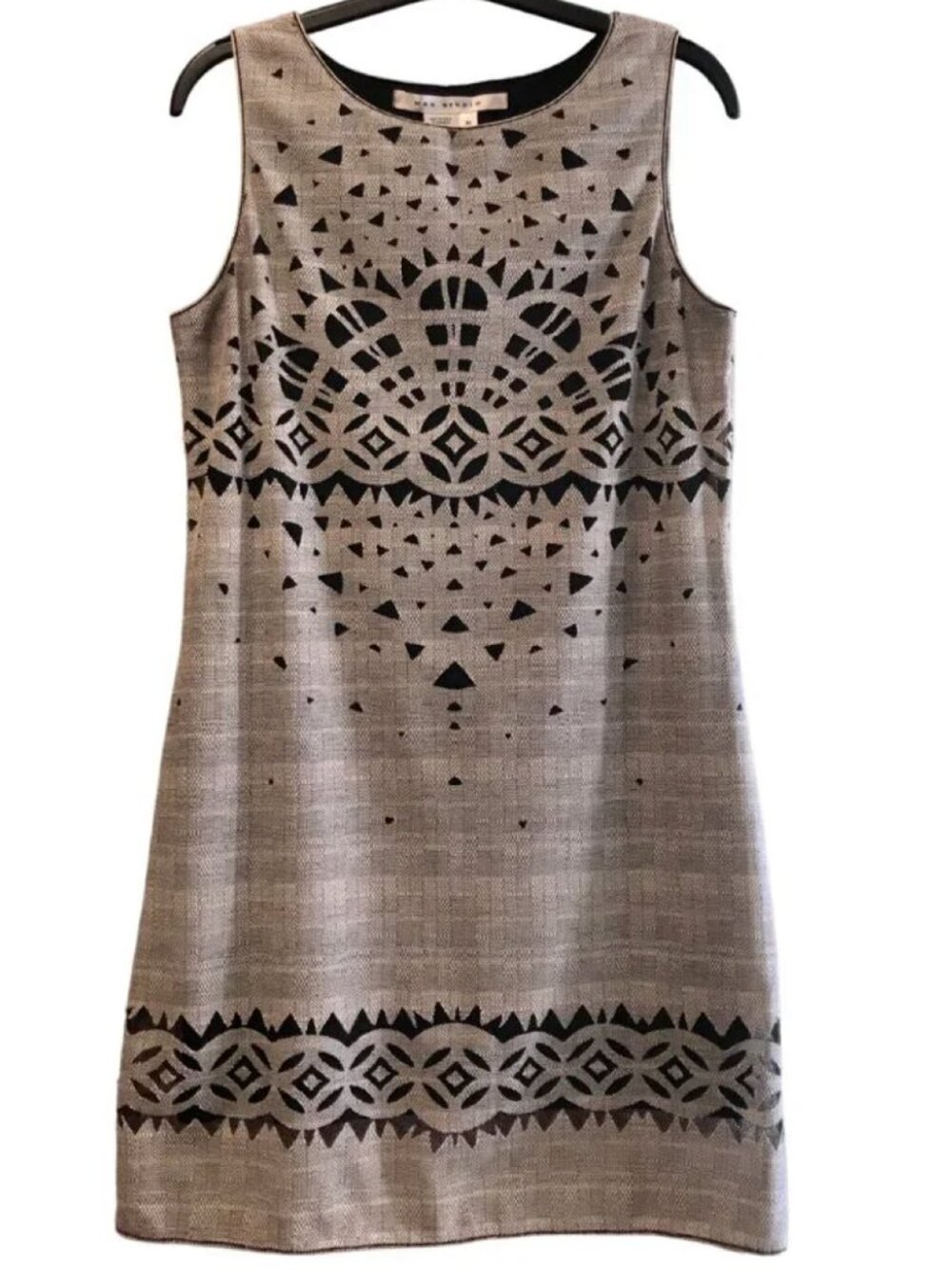 Max Studio Bohemian Abstract Print Geometric Cutout Cotton Shift Dress Size M